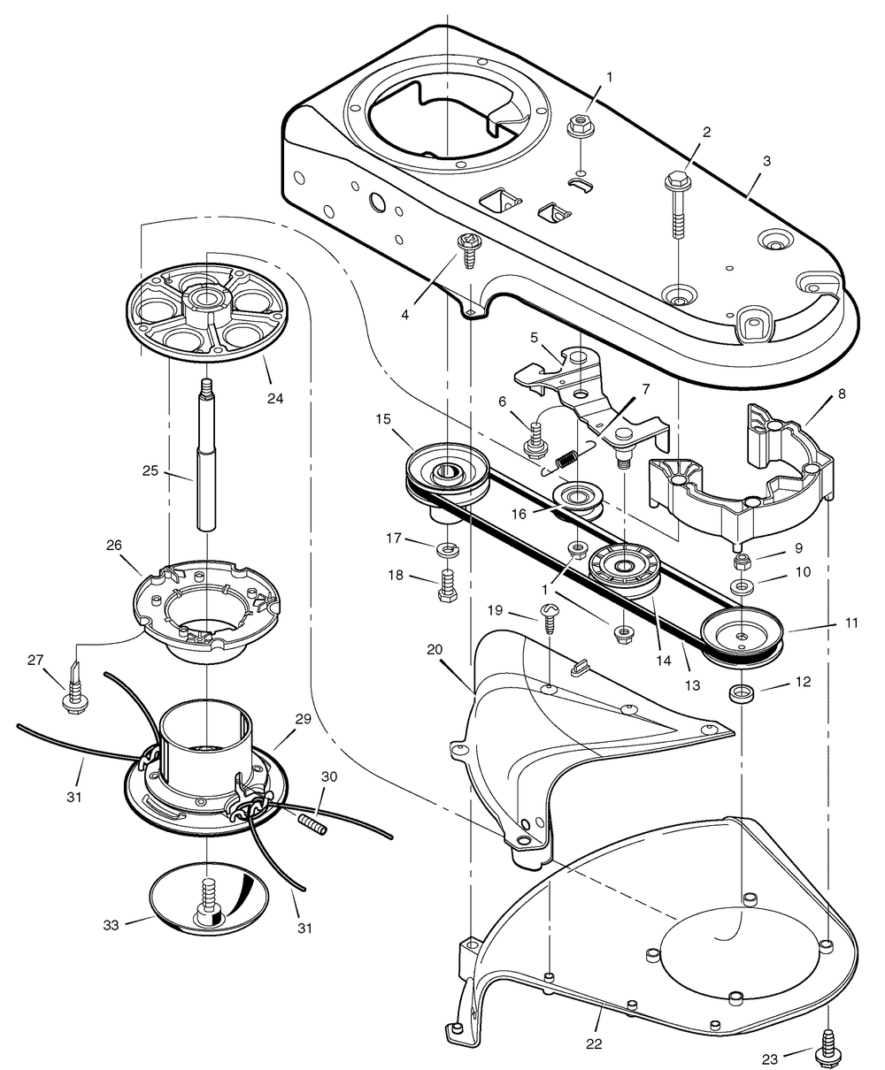 Cutting Head Assembly Diagram and Parts List for TM6000X50NB 2007 Briggs and Stratton Trimmer